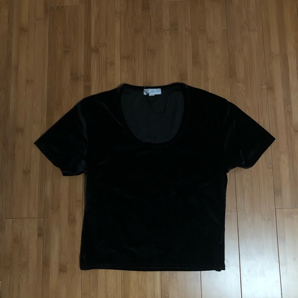Cotton on black velvet scoop neck top